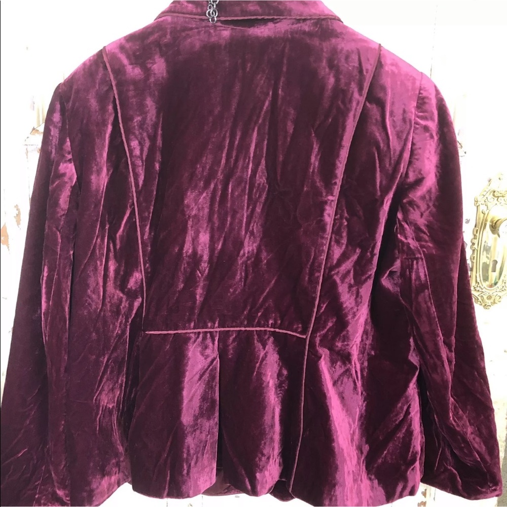 Lane Bryant Crushed Velvet blazer burgundy H - Picture 6 of 8